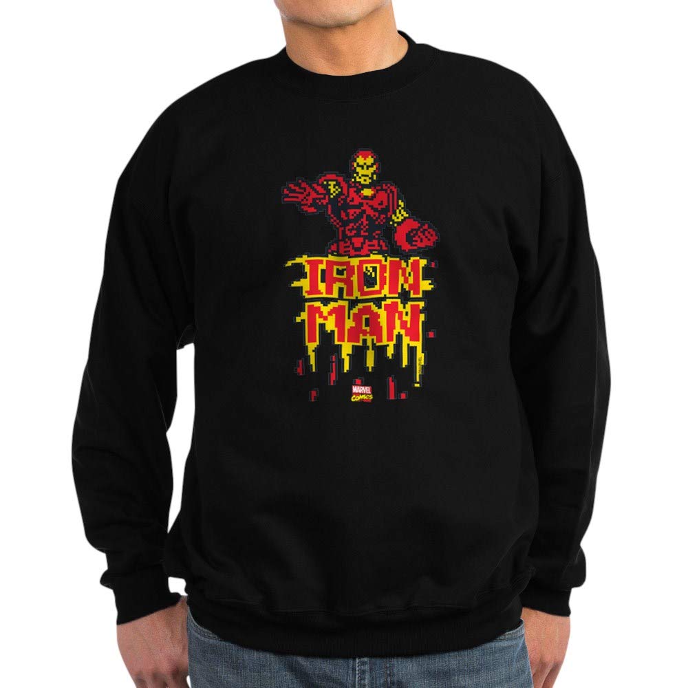 Iron Man Pixel Art Sweatshirt - Dark Grey Marvel Superhero Graphic Pullover | Perfect for Cosplay, Comic Con & Casual Wear