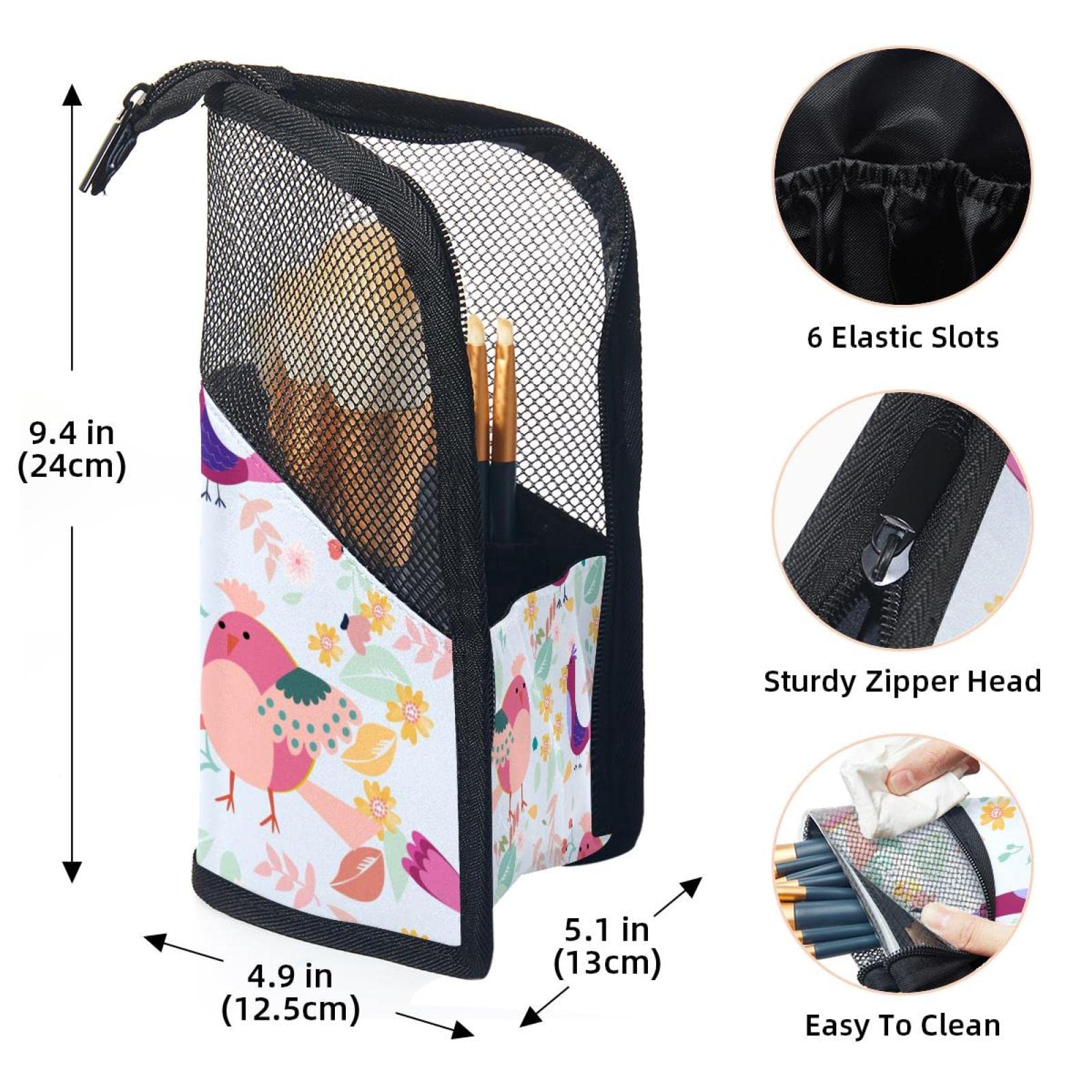 12-Piece Makeup Brush Organizer Bag with Floral Design - Portable Cosmetic Brush Holder Case for Travel, Home & Professional Use