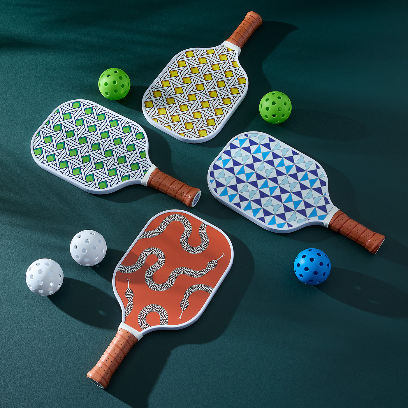 Premium Basketweave Pickleball Paddle Set with 4 Balls - Professional Outdoor & Indoor Sports Equipment for Adults - Perfect for Backyard, Park, and Court Games