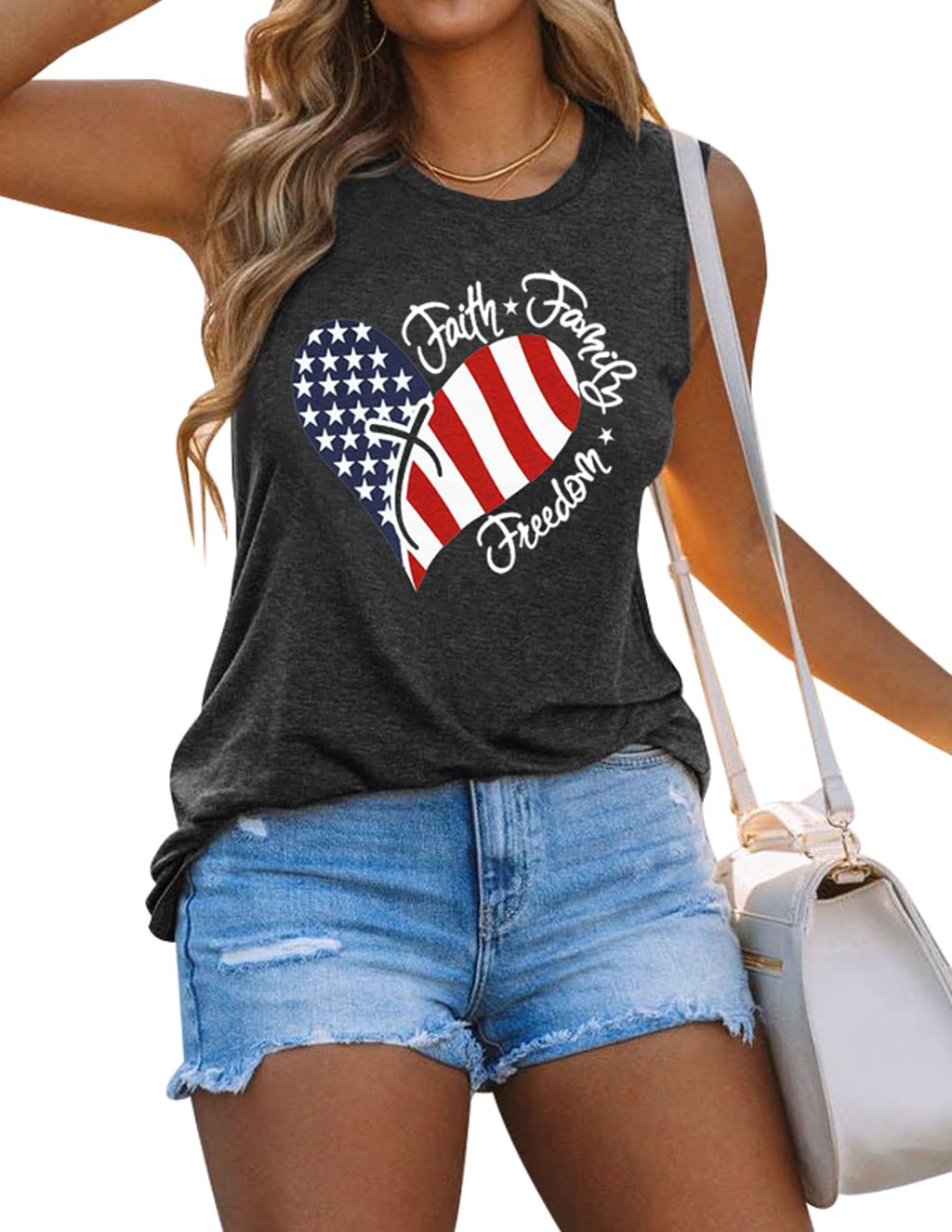 American Flag Tank Tops for Women - Patriotic Sleeveless Graphic Tee - 4th of July Summer Casual Shirts - Perfect for Independence Day Celebrations, Beach Outings & BBQ Parties