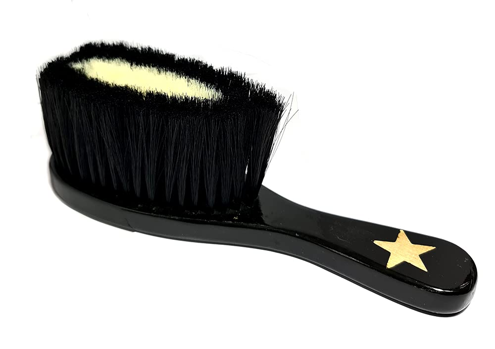 Professional Wooden Base Barber Neck Hair Duster Brush - Salon & Home Use - Black - Perfect for Haircut Cleanup & Styling