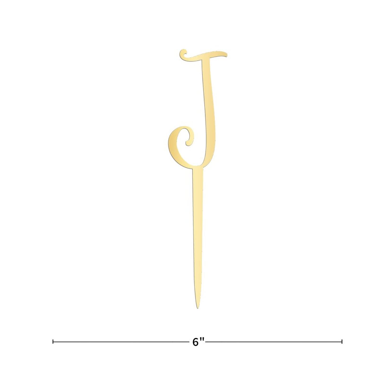 Gold Glitter Letter J Cake Topper - Personalized Acrylic Initial Cake Decor for Birthday Parties & Rustic Weddings - Perfect for Anniversary, Baby Shower, and Special Event Cake Decorations