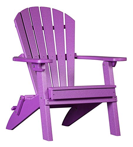 4-Season Foldable Adirondack Chair with Cup Holder - 100% Recycled Poly Lumber, All-Weather Outdoor Furniture for Patio, Garden, Poolside & Camping (Purple)