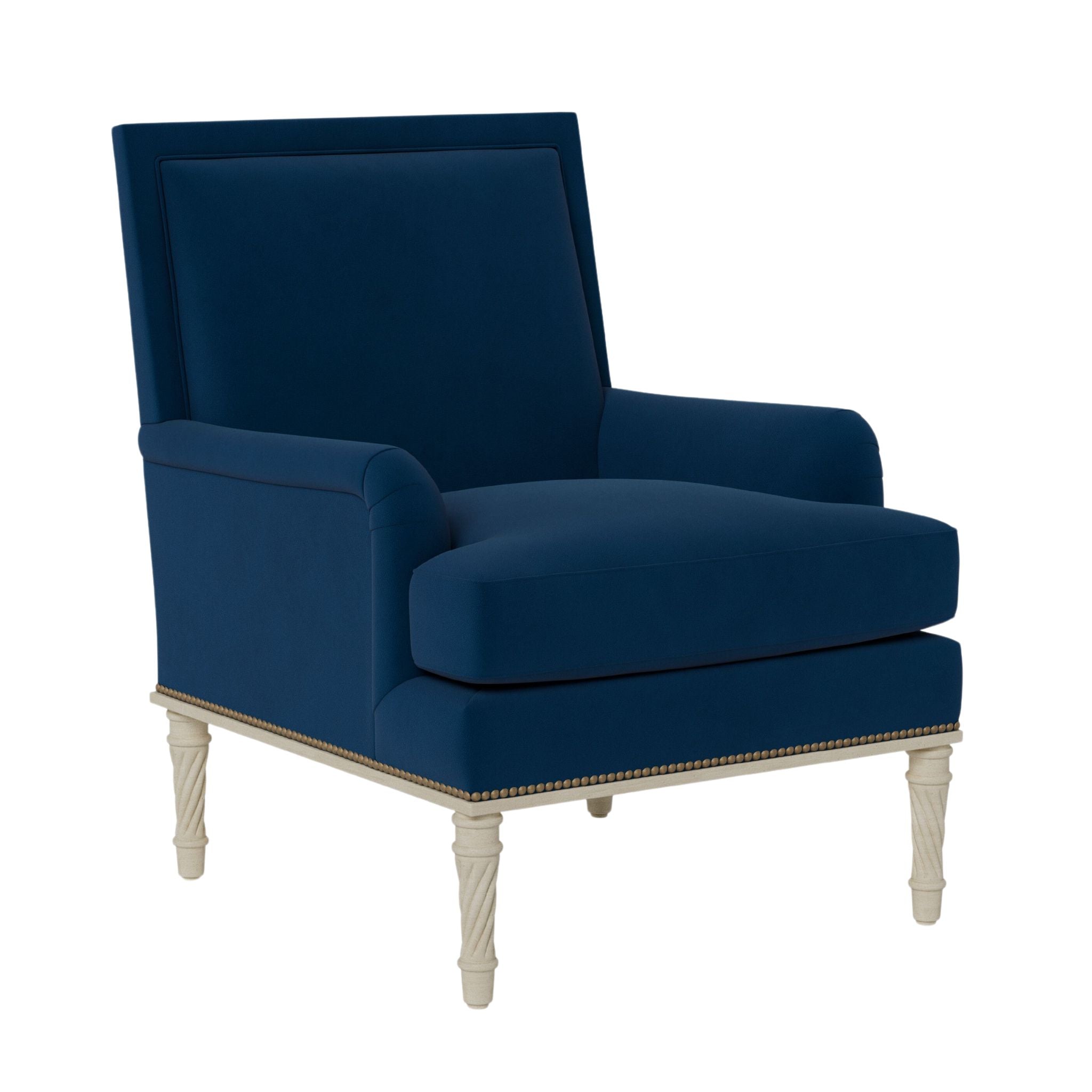 Azure Blue Rolled Arm Upholstered Chair - Modern Accent Chair for Living Room, Bedroom or Office - Comfortable Lounge Seating with Soft Fabric