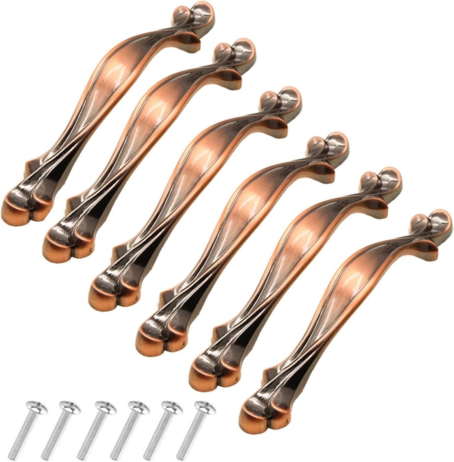 Vintage Cabinet Drawer Pull Handles - 6PCS Antique Kitchen Cupboard Knobs, Chic Furniture Door Handles (Red, 96mm) - Perfect for Kitchen Cabinets, Dressers, and DIY Furniture Upgrades