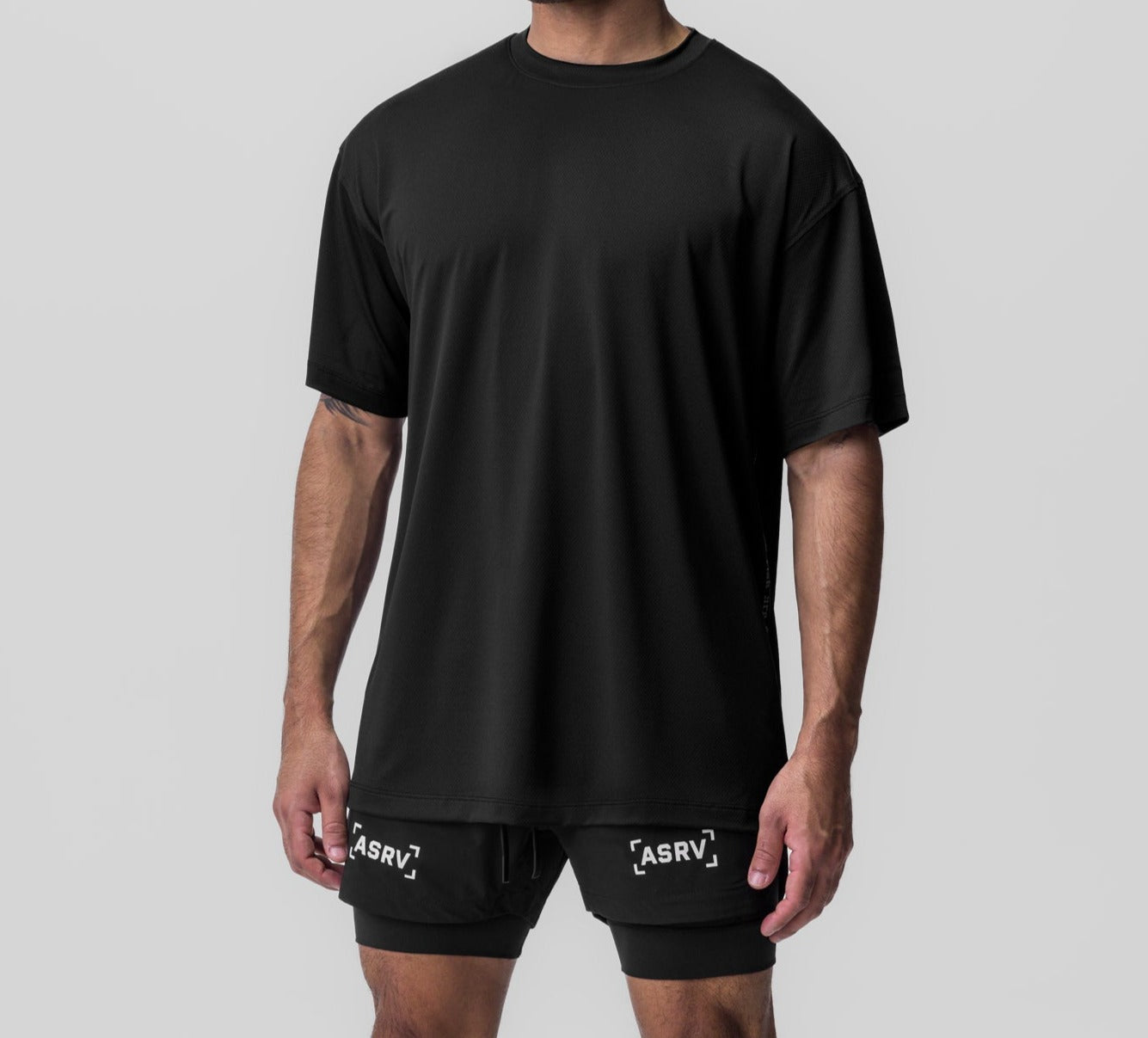 ASRV Silver Lite 2.0 Oversized T-Shirt for Men - Comfortable & Breathable Cotton Streetwear Tee - Perfect for Gym, Casual Wear & Street Style
