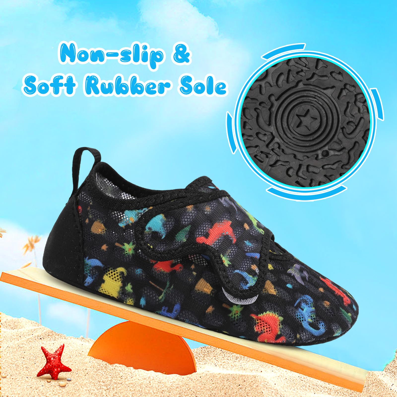 XIHALOOK Toddler Water Shoes for Boys & Girls - Quick Dry Barefoot Aqua Socks for Beach, Swim, Pool, and Outdoor Adventures
