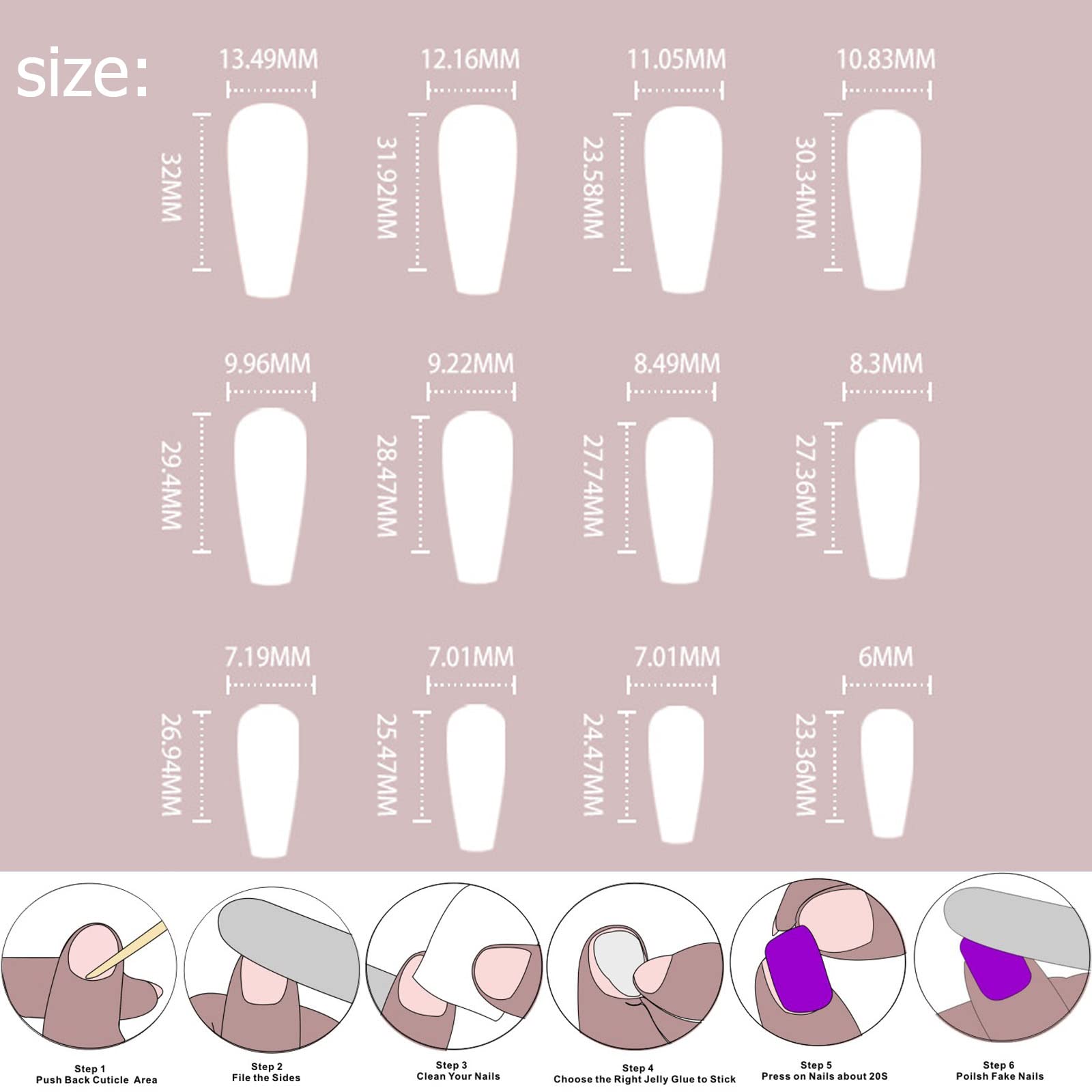 24 Pcs Long Fake Nails - Pink French Coffin Ballerina Press on Nails with Rhinestones & Glitter | False Nails with Nail Glue Stickers | Artificial Nails for Women & Girls | Perfect for Parties, Weddings & Special Occasions