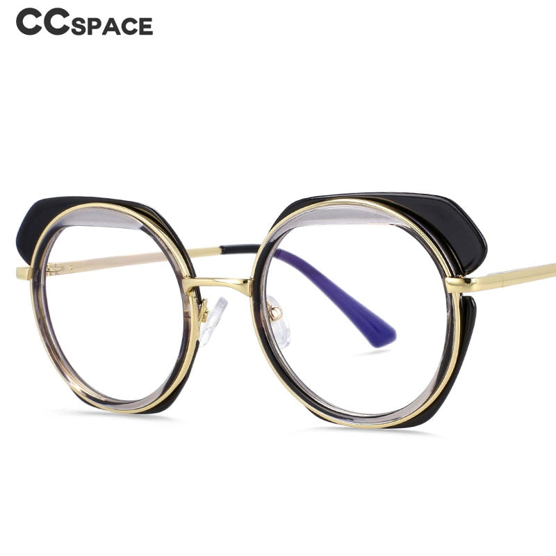 CCspace Unisex Full Rim Round TR90 Titanium Eyeglasses 54171 - Lightweight & Durable Glasses for Work, Reading & Everyday Use