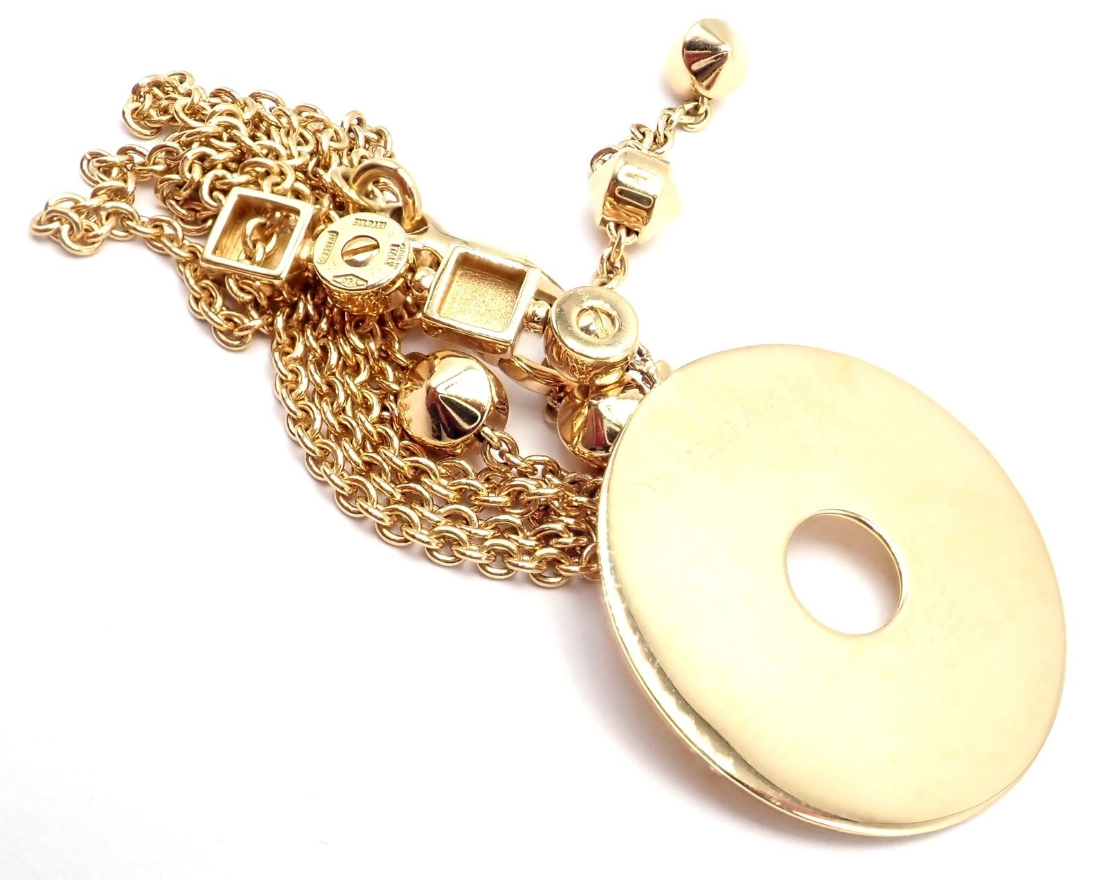 Authentic Bulgari Bvlgari Lucea 18K Yellow Gold Round Pendant Necklace for Women - Luxury Jewelry Gift for Anniversary, Birthday & Special Occasions