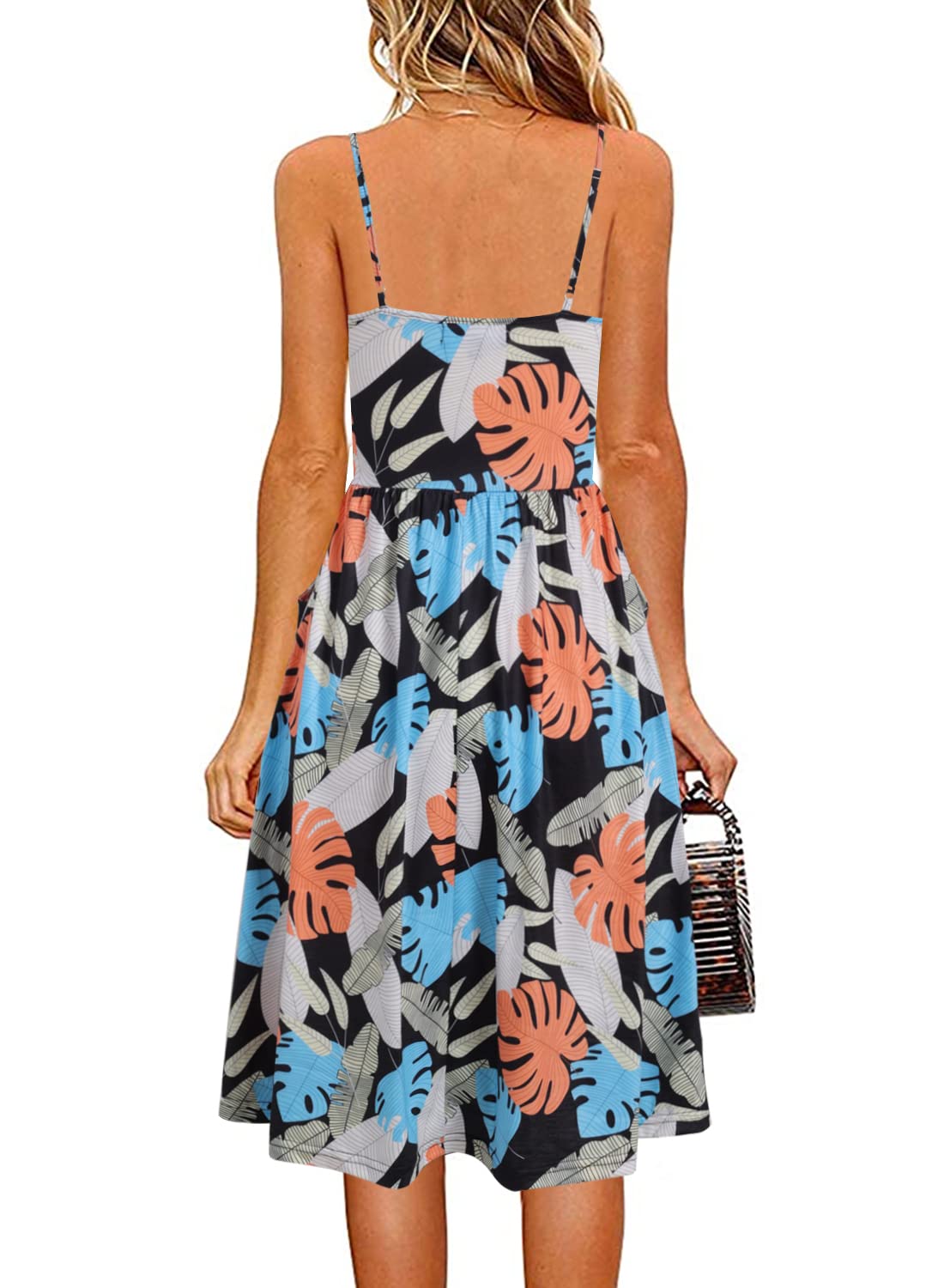 YATHON Women's Sleeveless Cotton A-Line Sundress with Spaghetti Straps & Pockets - Perfect for Summer Beach Vacations, Casual Outings & Date Nights
