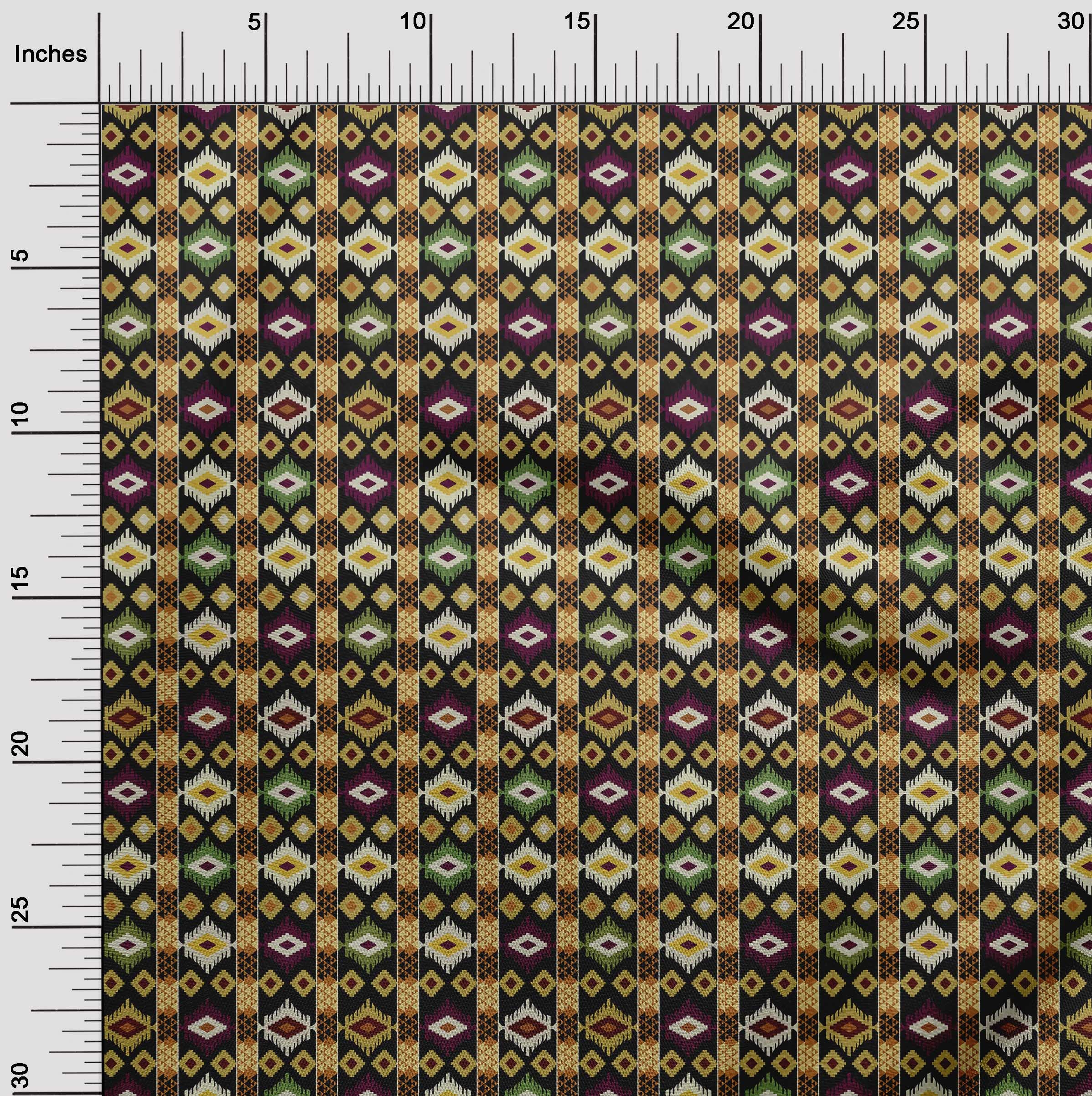 Premium 100% Cotton Jersey Black Fabric - Asian Kilim Print Dress Material by The Yard (58
