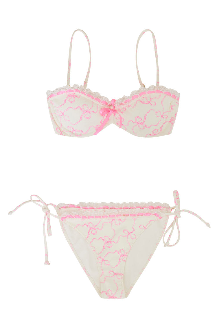 Tallie Bow Print Bikini - Sexy Two Piece Swimwear for Women, Adjustable Ties & Comfortable Fit - Perfect for Beach, Pool, Vacation & Summer Getaways