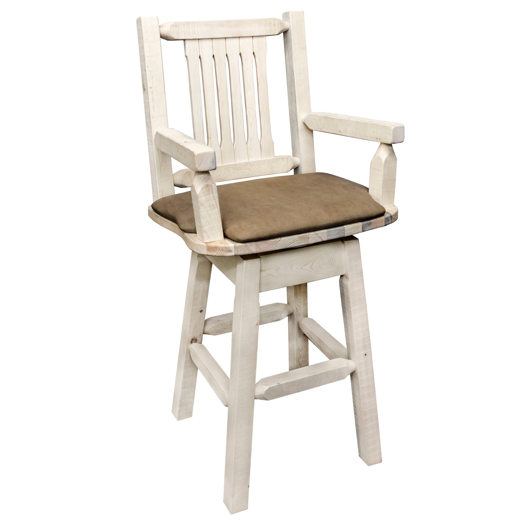 Homestead Counter Height Swivel Captain's Barstool with Buckskin Upholstery - Comfortable Bar Stool for Kitchen Island, Breakfast Nook & Home Bar