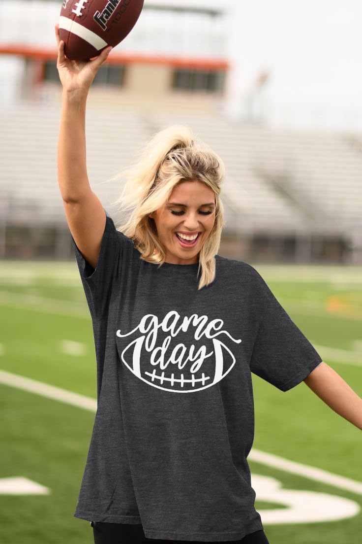 Women's Cute Football Graphic Tee - Funny Game Day T-Shirt for Women - Casual Short Sleeve Top - Perfect for NFL Sundays, Tailgating & Football Fan Gifts