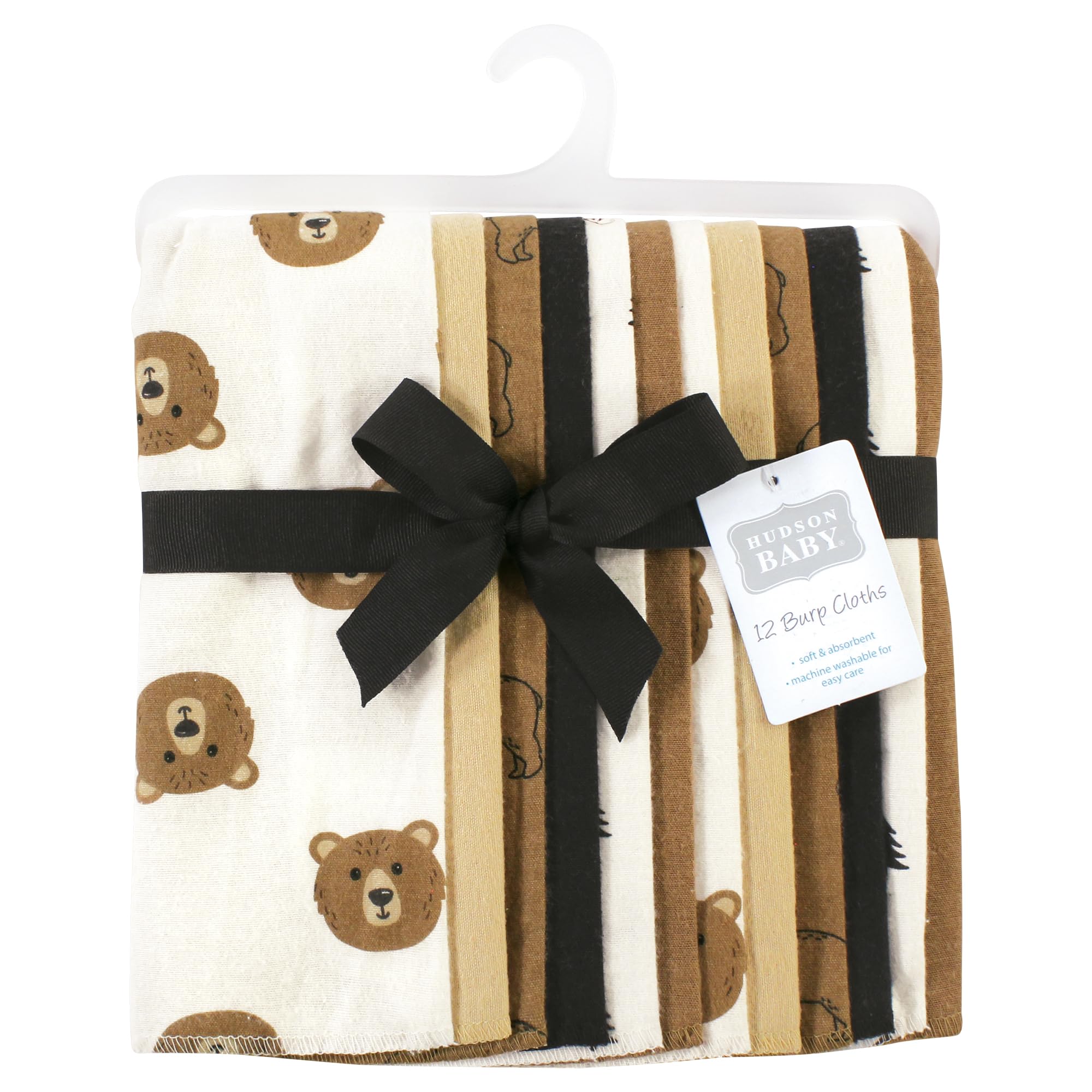 Hudson Baby Unisex Cotton Flannel Burp Cloths Set - Soft & Absorbent for Newborns & Infants - Brown Bear Print - Perfect for Feeding, Spit-Up & Diaper Changes - 6-Pack