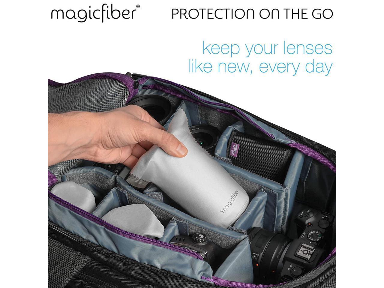 MagicFiber Microfiber Camera Lens Pouches (3 Pack) - Ultra Soft Protective Storage Bags with Built-in Cleaning Cloth for DSLR, Mirrorless & Smartphone Lenses | Perfect for Travel, Photography & Lens Protection