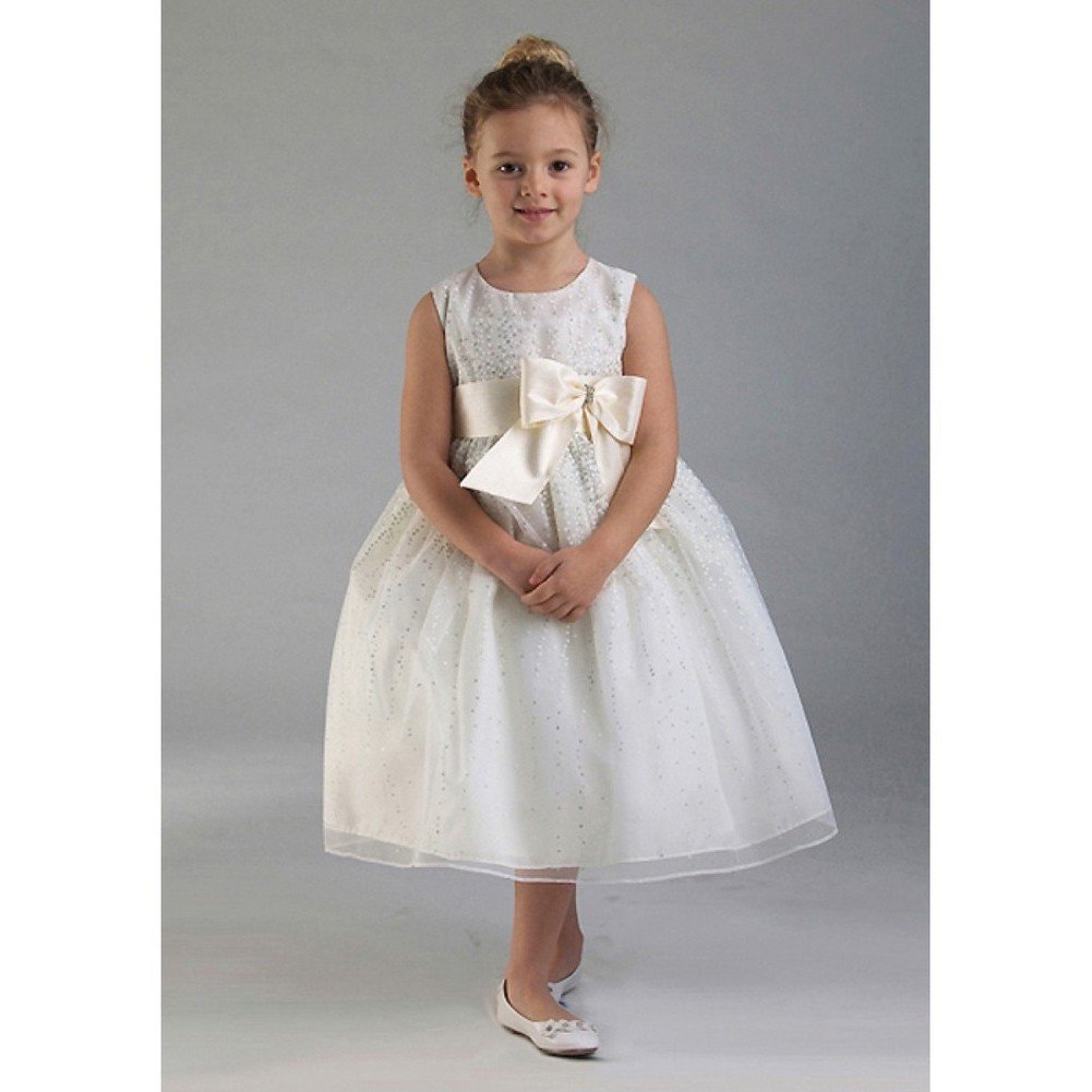 Ivory Tulle Bow Easter Flower Girl Dress for Kids - Size 3T | Perfect for Easter Celebrations, Weddings, and Special Occasions
