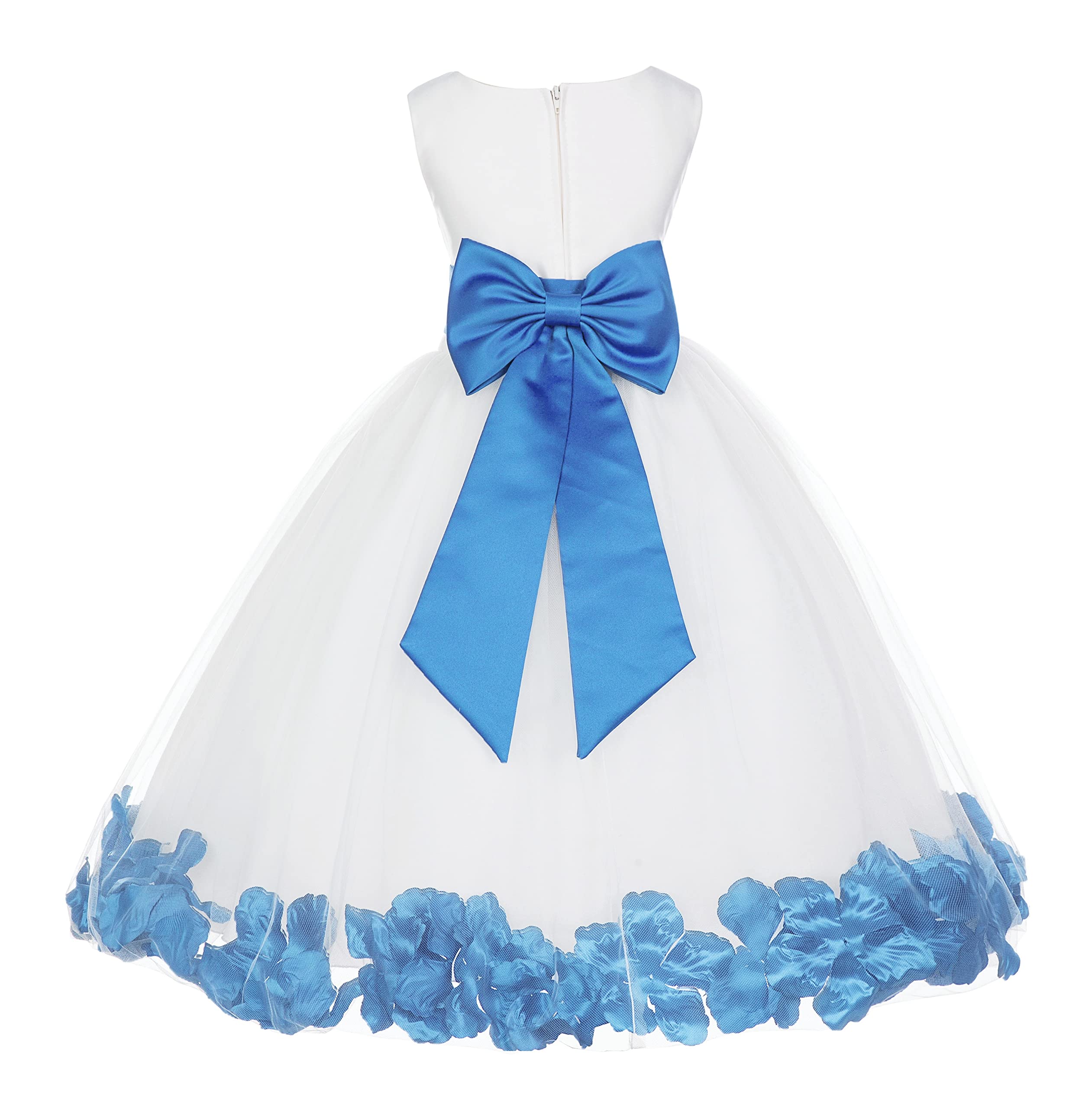 White Tulle Rose Petals Flower Girl Dress - Elegant Christening Gown 302T Size 12 | Perfect for Weddings, Baptisms & Special Occasions