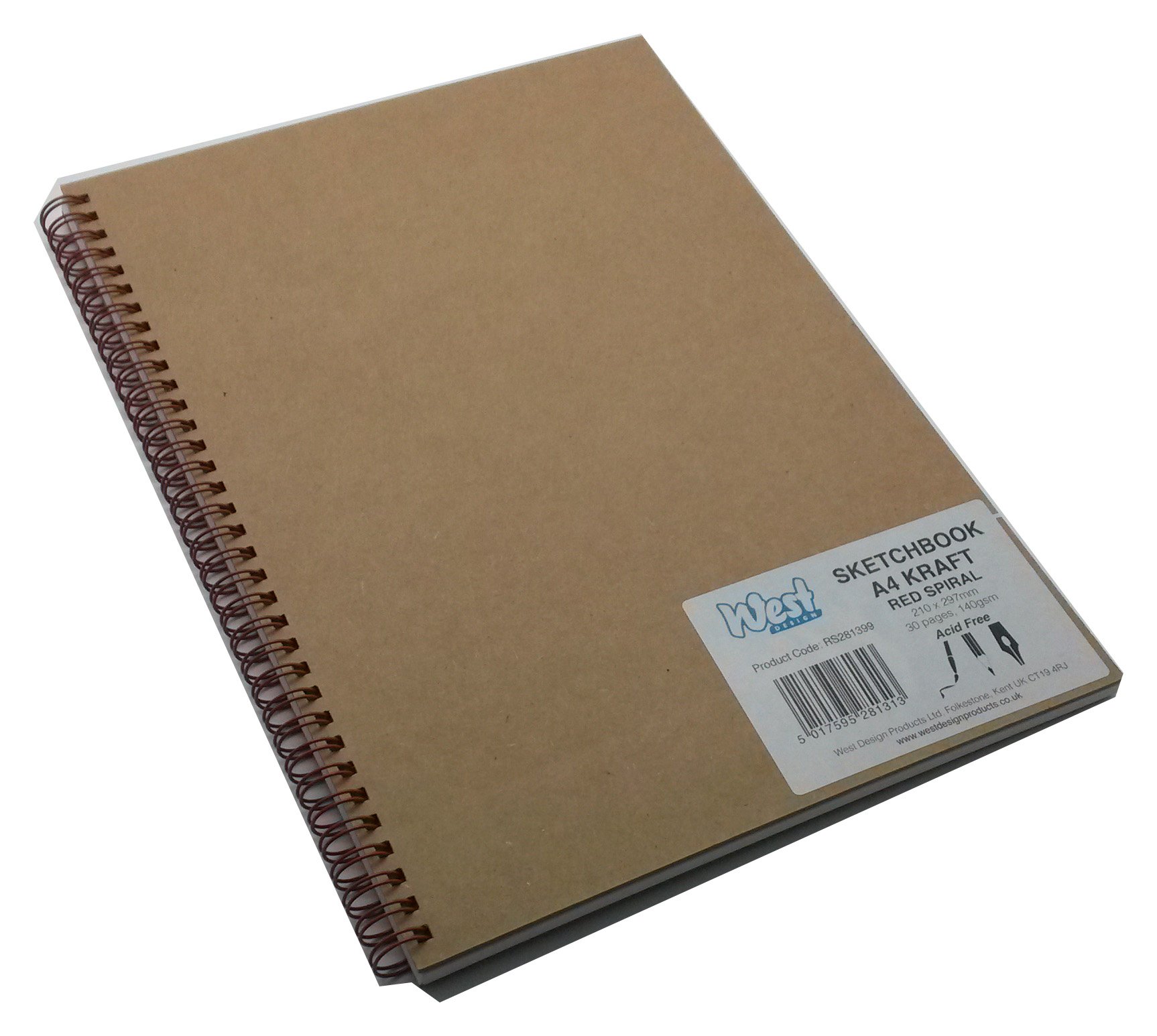West A4 Spiral Sketchbook - 80 Sheets, 100gsm Thick Paper, Hardcover, Perfect for Drawing, Doodling & Note Taking - Ideal for Artists, Students & Office Use