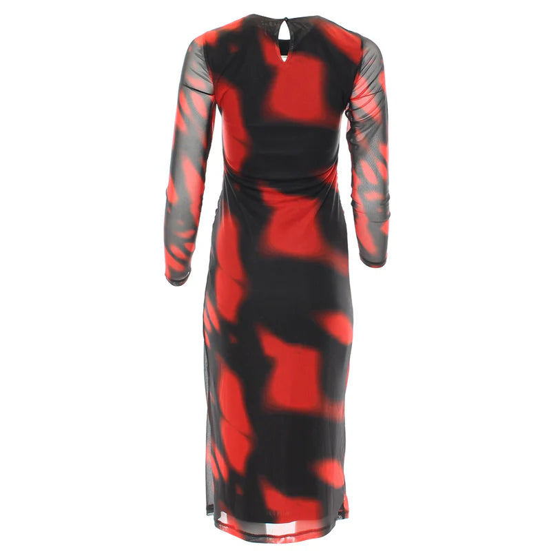 Elegant Red Jade Midi Dress for Women - Flowy A-Line Summer Dress for Parties, Weddings & Date Nights