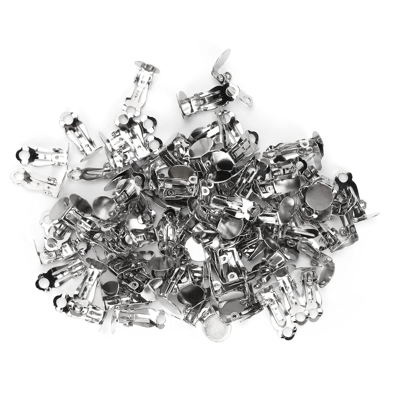 100Pcs Flat Back Tray Earring Clips - Jewelry Making Accessories for DIY Crafts, Shoes, Clothing, Hats & Gift Packaging (Perfect for Earring Making, Shoe Decor & Fashion Accessories)