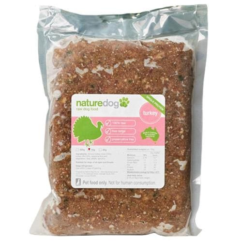 Premium Frozen Raw Dog Food - Natural Turkey Recipe, 2kg for Healthy Pets | High-Protein, Grain-Free Meal for Active & Senior Dogs | Perfect for Training Treats & Daily Nutrition