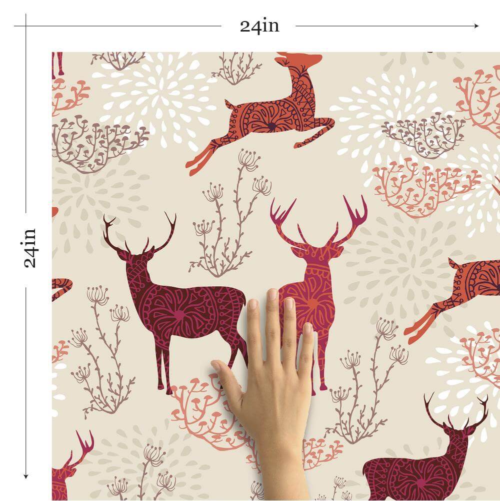Orange and Purple Nature Themed Peel and Stick Removable Wallpaper - Self-Adhesive Decorative Wall Covering for Bedroom, Living Room, Nursery, and Office Decor