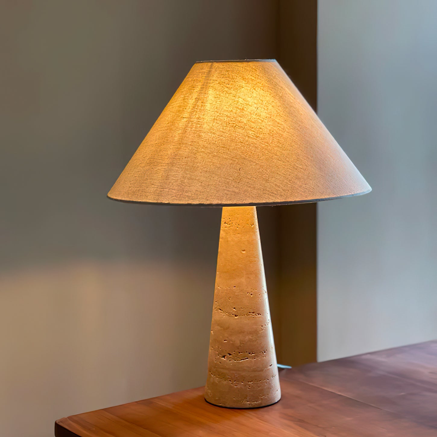 Butler Travertine Table Lamp - Modern Natural Stone Lamp for Living Room, Bedroom & Office - Elegant Home Decor Lighting for Ambient & Task Use