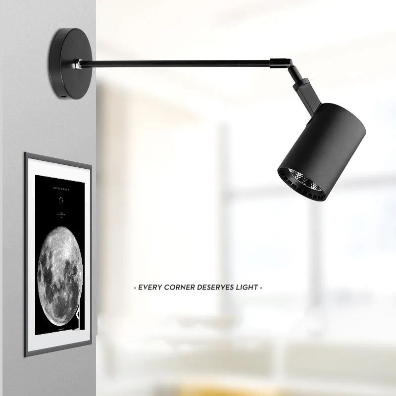 Extendable LED Wall Light with Long Arm - Modern Telescopic Wall Art Lighting for Living Room, Bedroom & Office Decor
