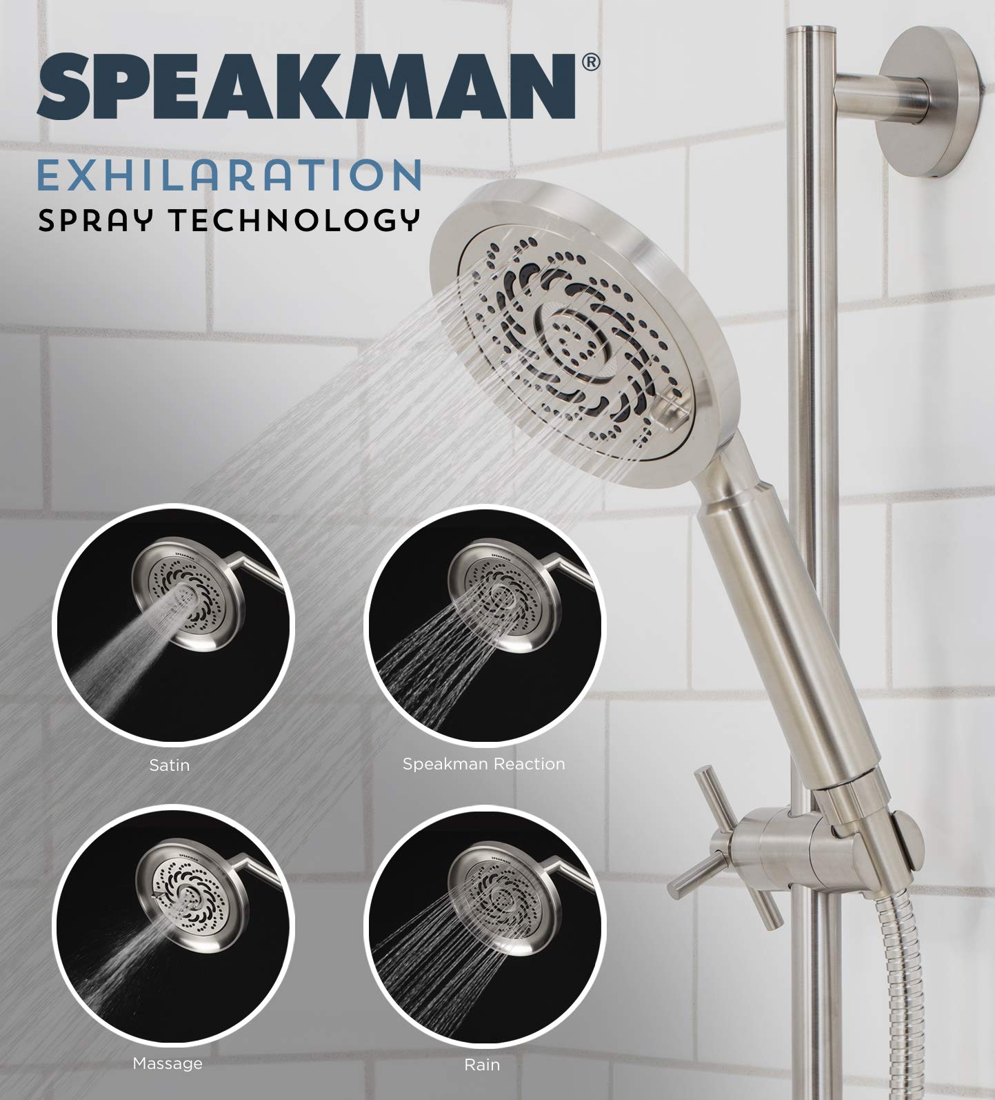 Speakman VS-5000-BN-E175 High Pressure Handheld Shower Head 1.75 GPM - Brushed Nickel Finish - Perfect for Spa-Like Bathroom Experience & Water Conservation