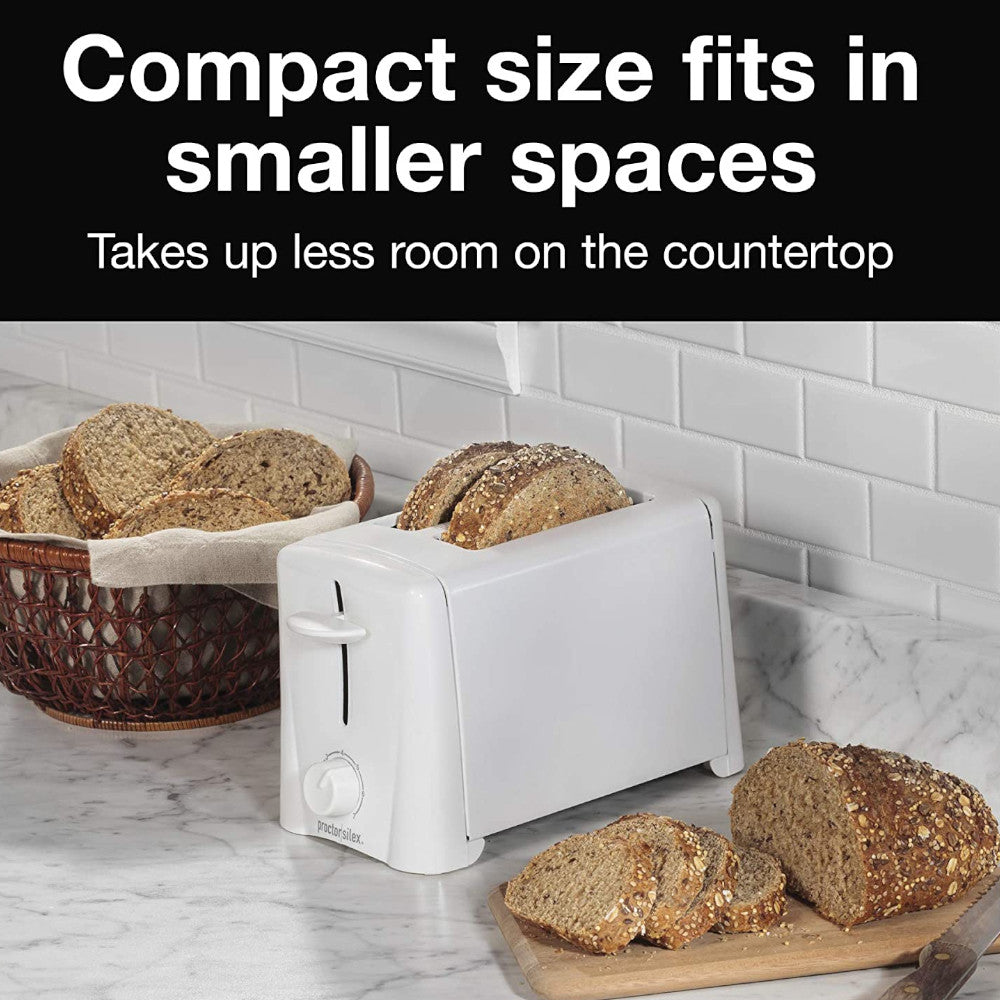 Proctor Silex 2-Slice Toaster 22611 - Compact Countertop Toaster for Bagels, Bread & Pastries - Perfect for Breakfast, Kitchen & Dorm Rooms