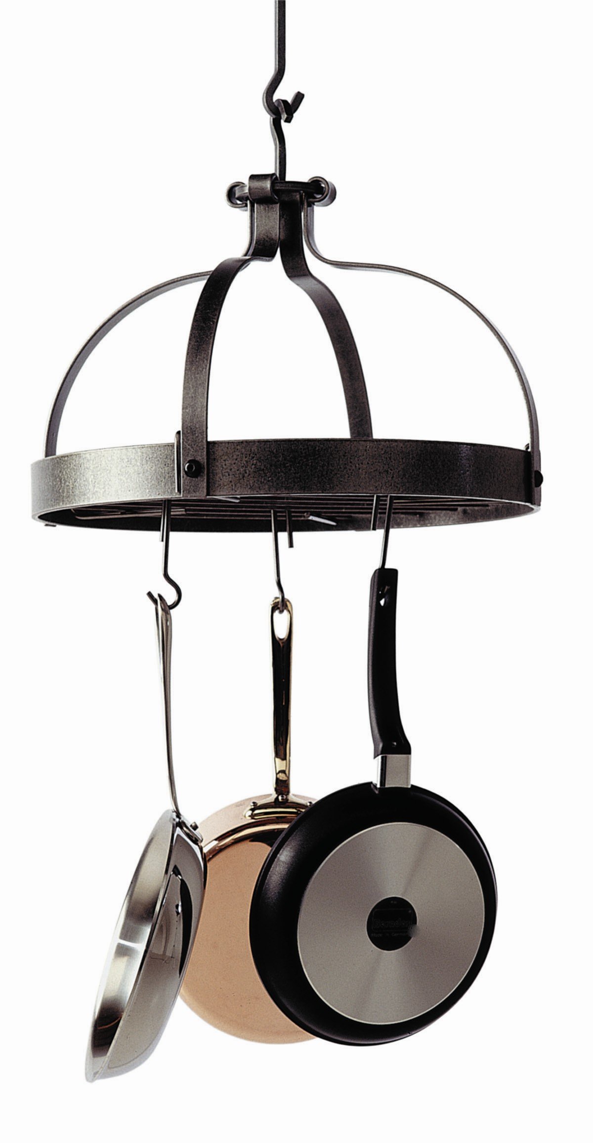 Enclume PR2WG HS Premier Dutch Crown Ceiling Rack - Hammered Steel Pot Rack for Kitchen Storage & Organization - Perfect for Hanging Pots, Pans & Utensils in Restaurants or Home Kitchens