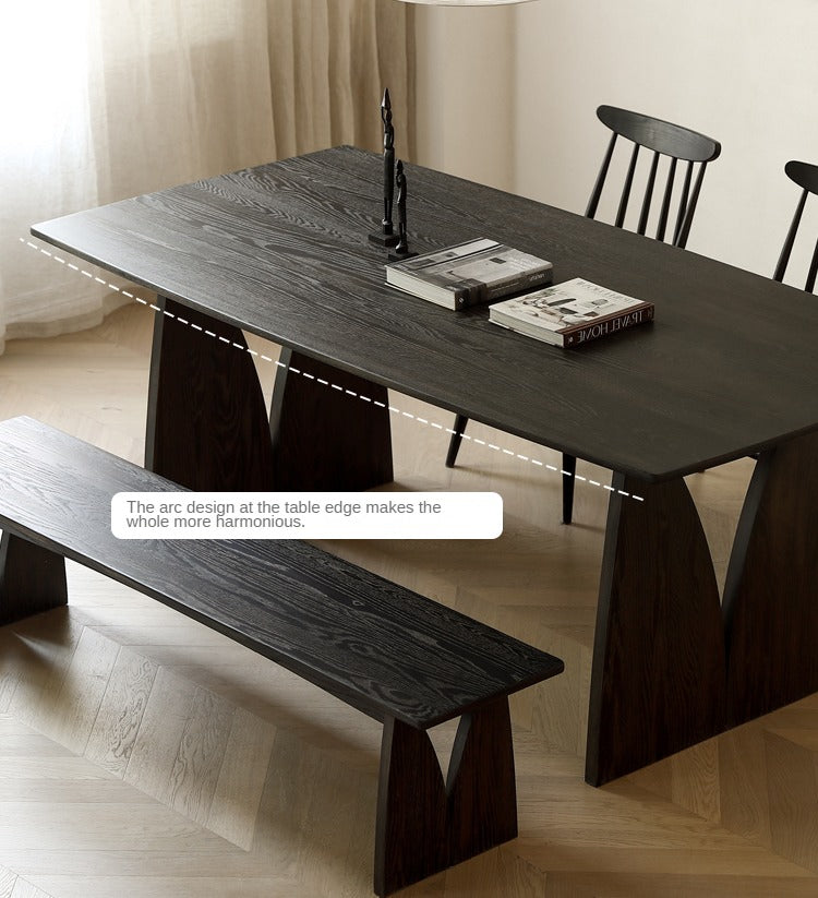 Handcrafted Oak Solid Wood Wabi Sabi Style Dining Table - Natural Wood Grain Texture - Modern Minimalist Furniture for Dining Room, Kitchen, or Open Concept Living Space