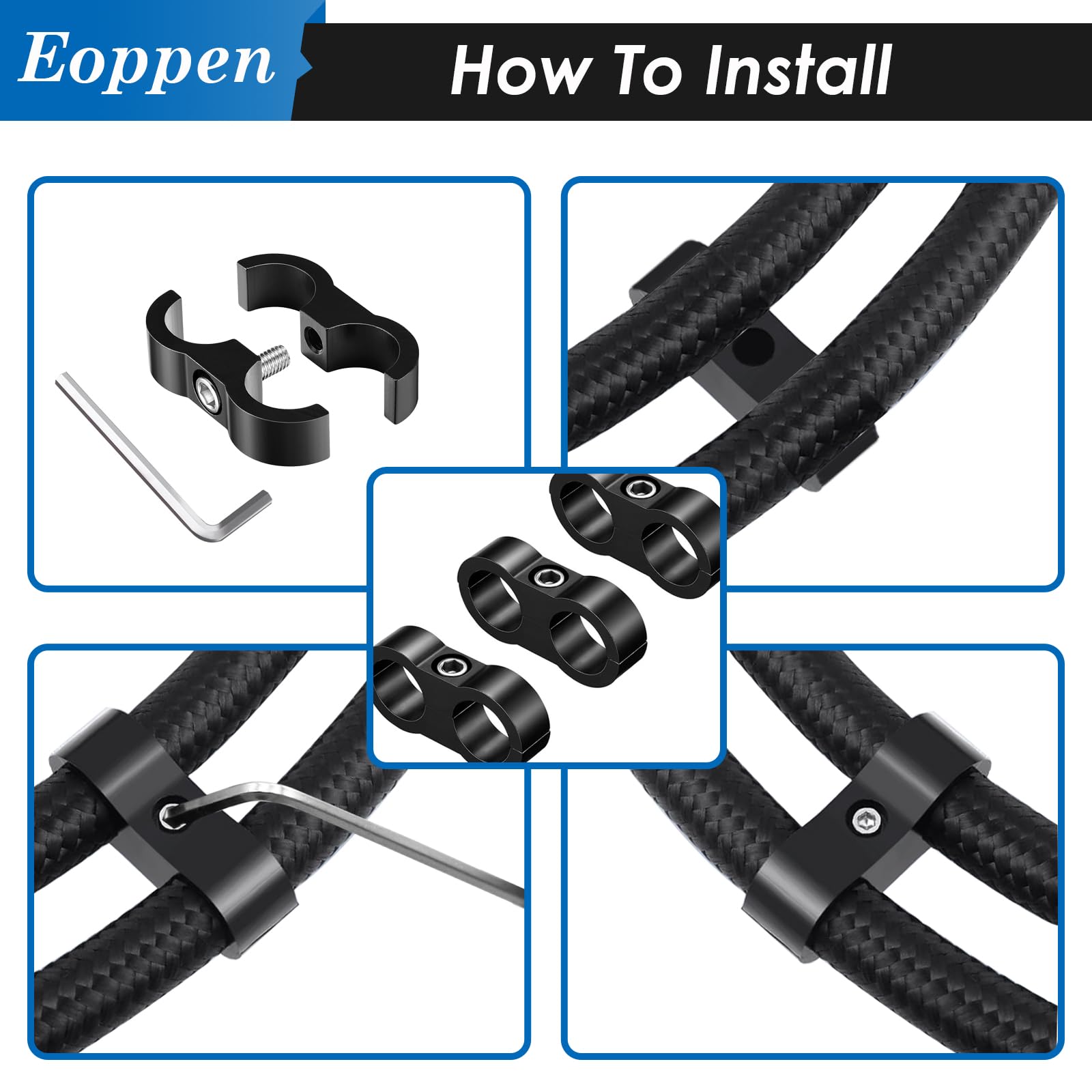 8AN Fuel Line Clamp - 4Pcs Aluminum Hose Fitting Adapter for 1/2