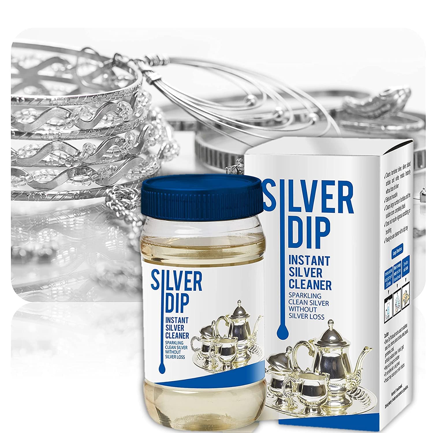 Modicare New Silver Dip Instant Silver Cleaner – 300ml | Sparkling Clean Silver Jewelry, Utensils & Metal Without Silver Loss | Safe for Silver Polish & Restoration | Perfect for Home, Kitchen & Antique Care