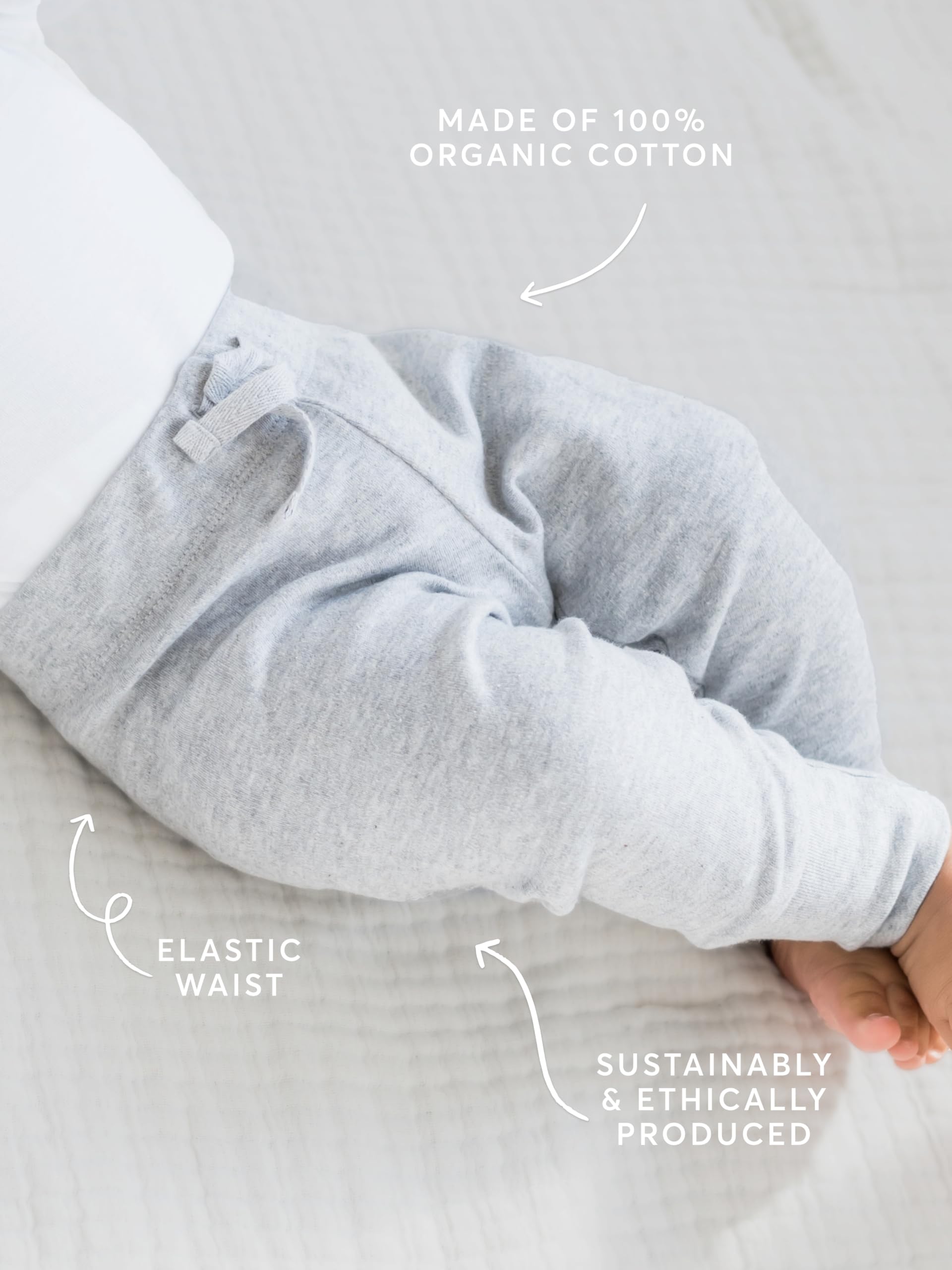 Organic Cotton Baby Jogger Pants - Soft & Comfortable Cruz Joggers for Kids & Toddlers - Playtime, Daycare & Everyday Wear