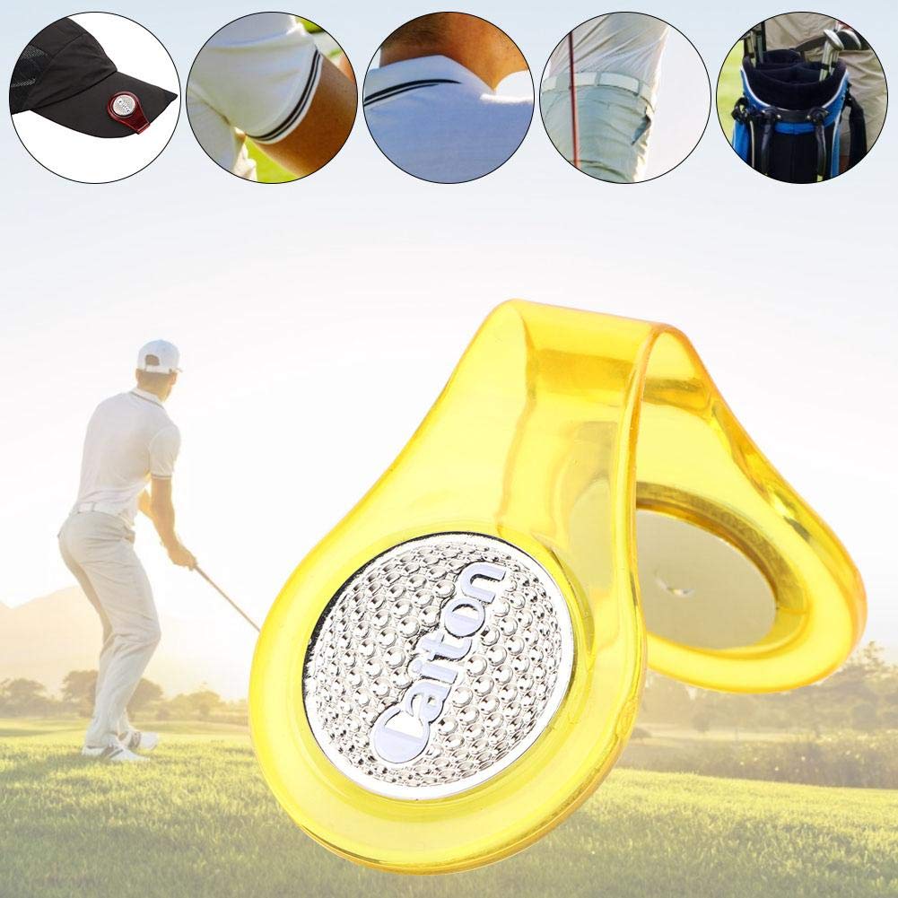 **Premium Stainless Steel Magnetic Golf Ball Marker with Hat Clip - Durable & Stylish Yellow Golf Accessory for Golfers - Perfect for Golf Courses, Tournaments & Casual Play**