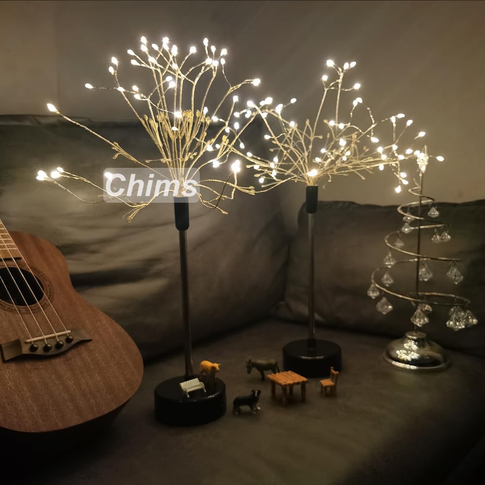 2 Pack Firework Centerpiece Lights - 120 LED Starburst Sphere Copper Star Lights with Remote Control, Battery Operated 8 Modes for Wedding, Party, Christmas Tree & Indoor Decor (Perfect for Home, Garden, Holiday Celebrations)