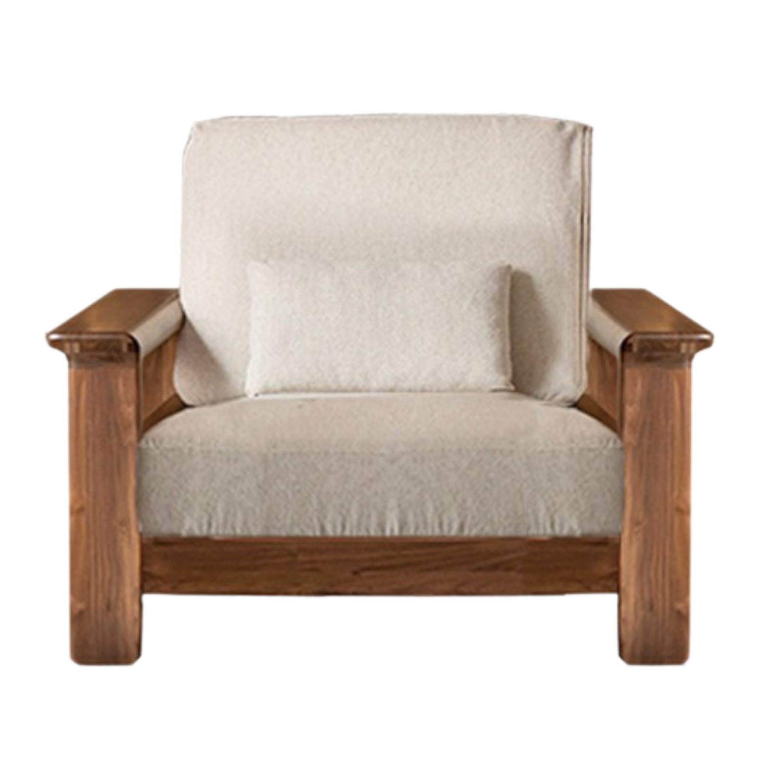 47.2x37.4x37 inch / 120x95x94 cm / Rich Dark Walnut Color / black walnut single seat chenille oatmeal