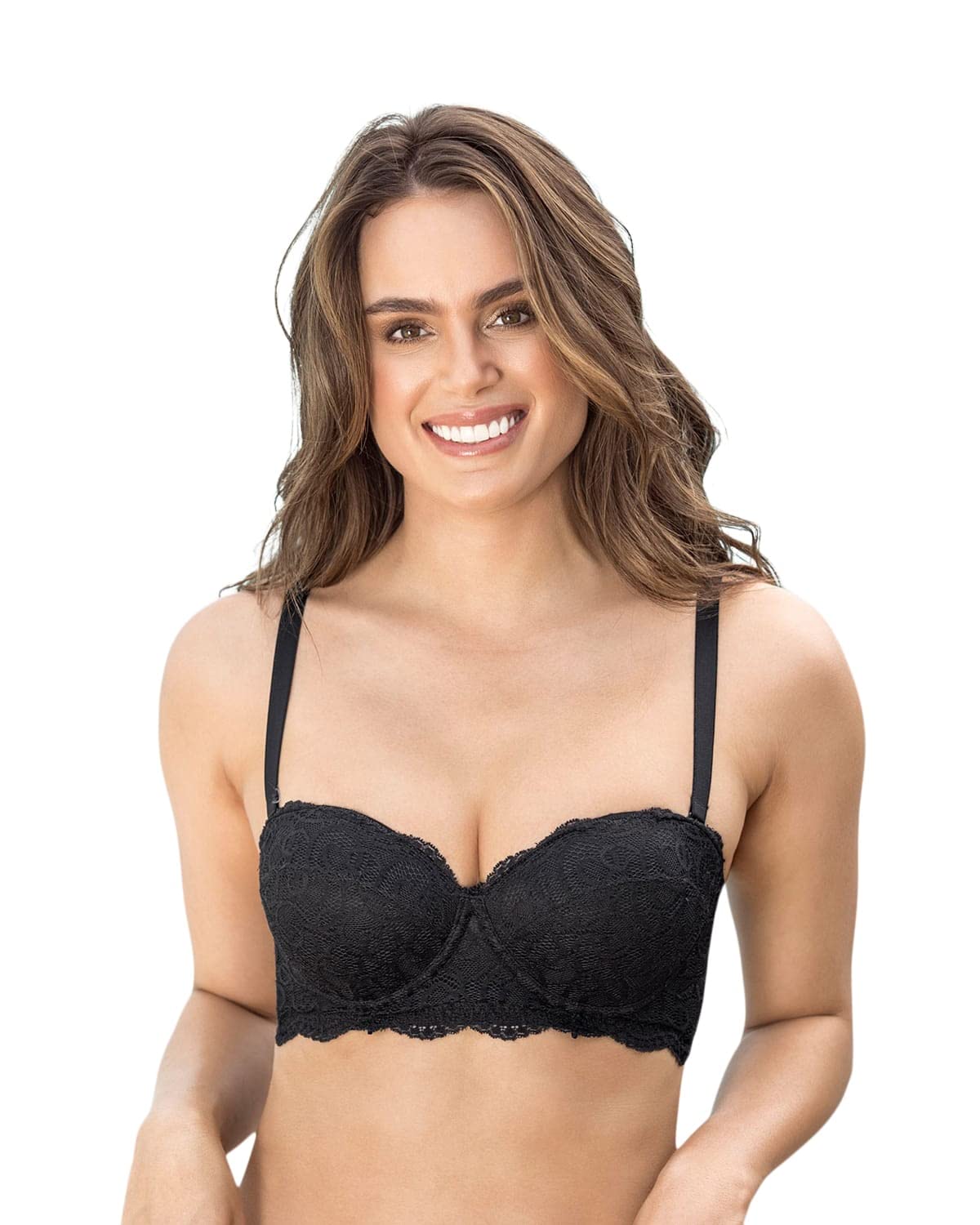 Leonisa Strapless Bras for Women - Full Coverage Push Up Bra with Lace & Removable Pads | Comfortable Support for Weddings, Evening Dresses & Special Occasions