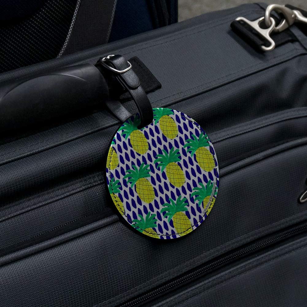 Stylish Pineapple Round Leather Luggage Tag - Durable Suitcase ID Card Holder for Travel Bags - Perfect for Carry-Ons, Checked Luggage & Backpack Identification