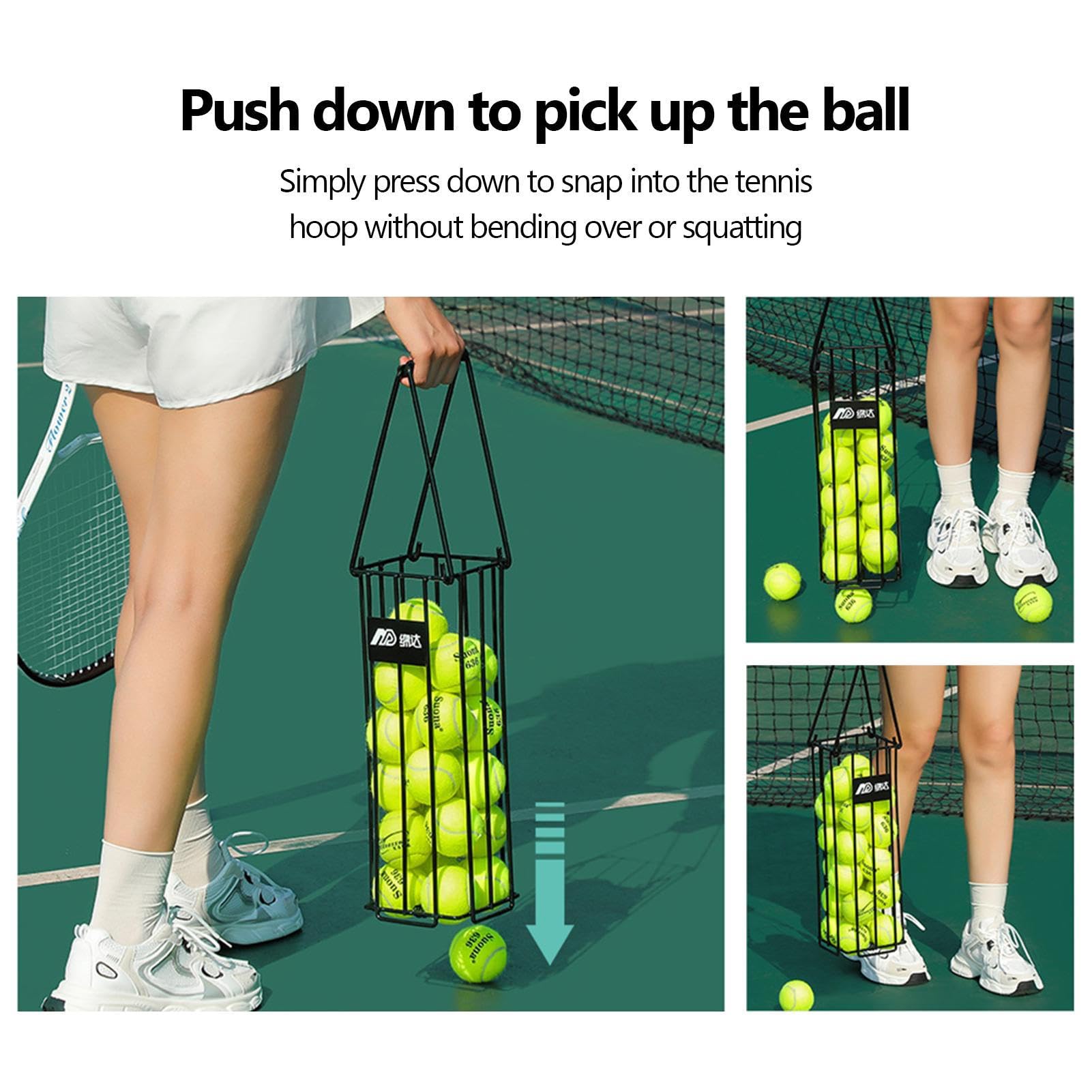 **Portable Tennis Ball Picker & Pickleball Collector - Easy Pickup Retriever Basket for Carrying & Storage | Perfect for Tennis Courts, Backyard Practice & Pickleball Games**