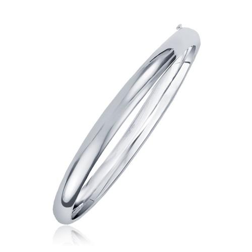 14K White Gold Classic Bangle Bracelet (5.0mm, Size 7) - Elegant Jewelry for Women, Perfect for Weddings, Parties & Everyday Wear
