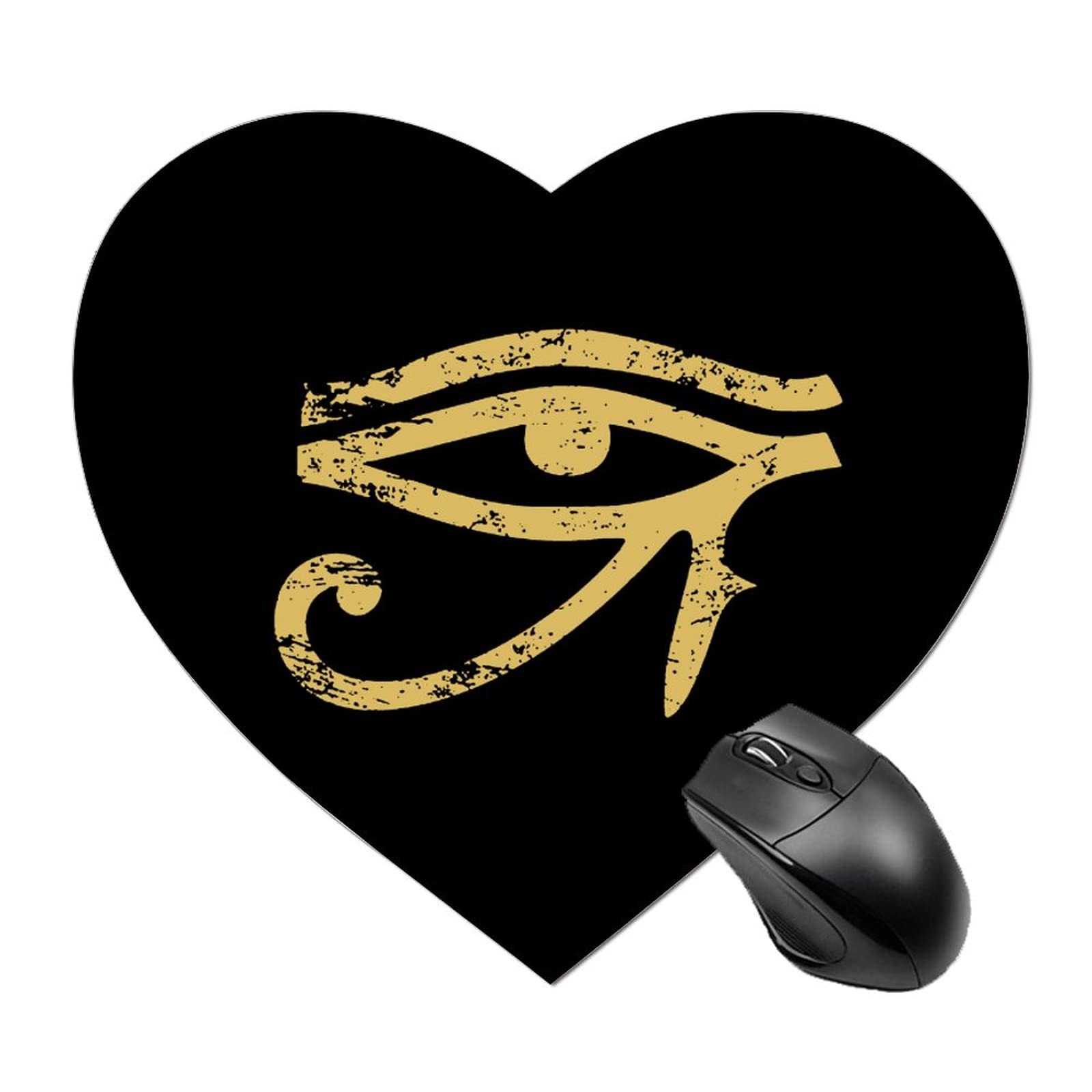 Egyptian Eye of Horus Mouse Pad - Heart Shaped Rubber Base Non-Slip Desk Mat for Gaming, Working, Computer & Laptop - Perfect for Office, Home, and Gaming Setup Accessories