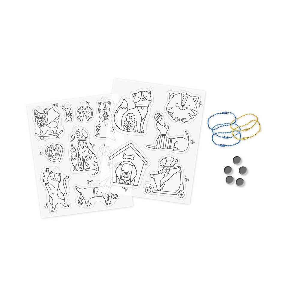 Janod Shrink Plastic Cats & Dogs Craft Kit - DIY Art Supplies for Kids - Fun Creative Activity for Children's Birthday Parties & Classroom Projects