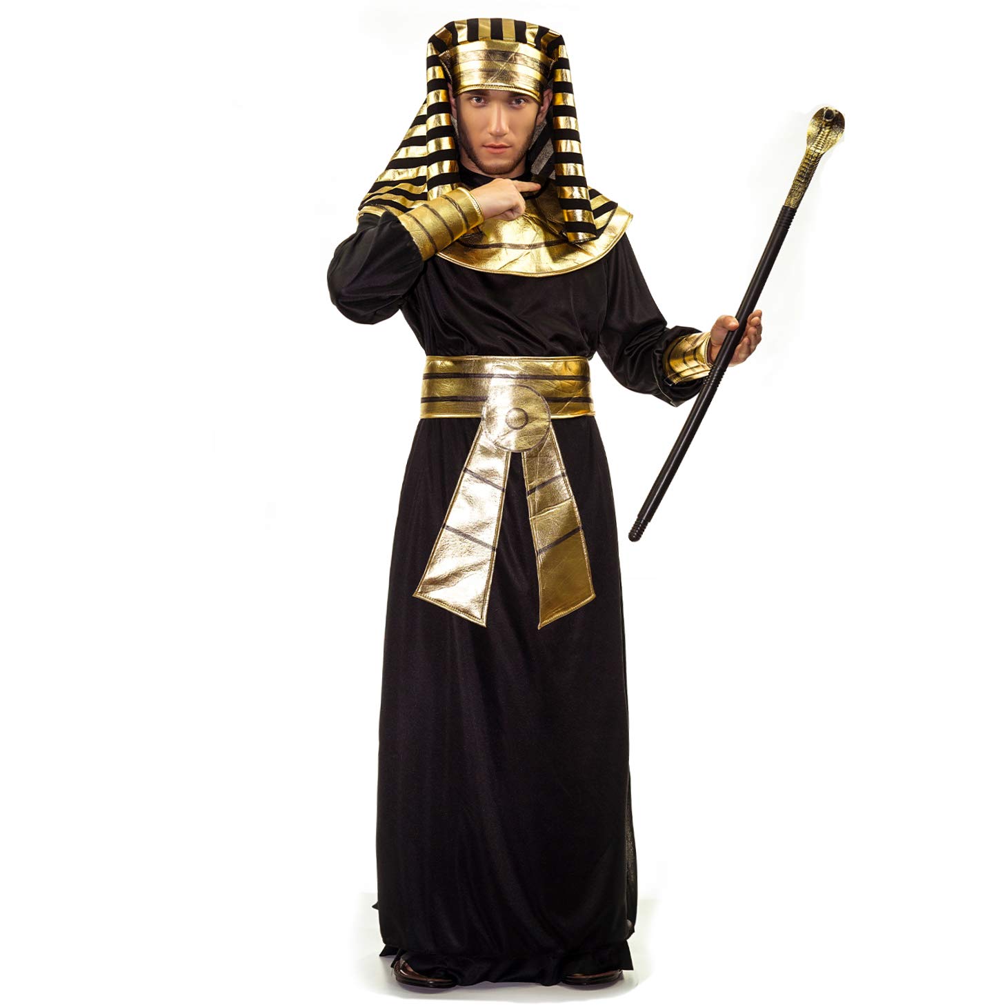 Egyptian Pharaoh Costume for Men - Black | Authentic Pharaoh Outfit for Halloween, Cosplay & Themed Parties | Premium Quality Historical Costume