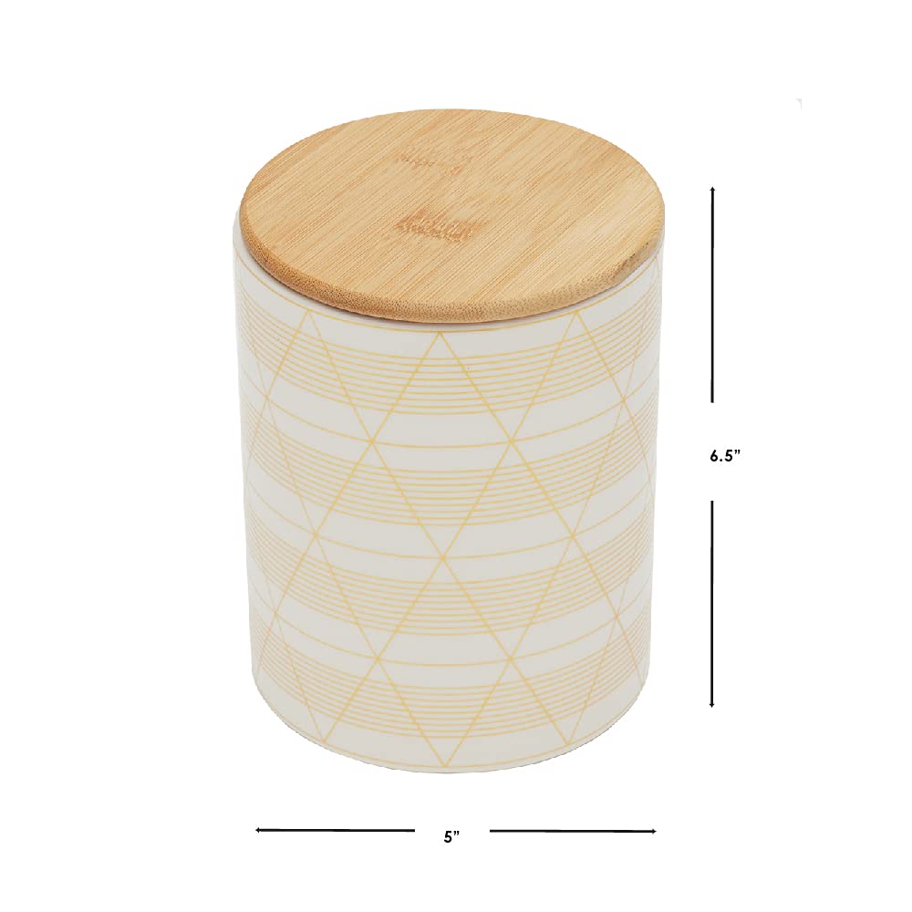 Modern White/Gold Kitchen Canister Set with Bamboo Lid - Store Dry Food & Snacks