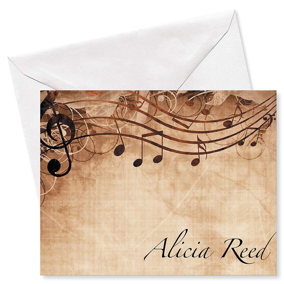 Personalized Music Note Cards - 24 Blank Cards with Envelopes, 4¼