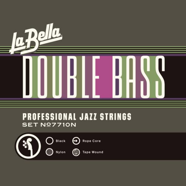 La Bella 7710N Double Bass Black Nylon Tape Wound Jazz Strings 61-134 - Premium Bass Guitar Strings for Jazz, Blues & Orchestral Performance